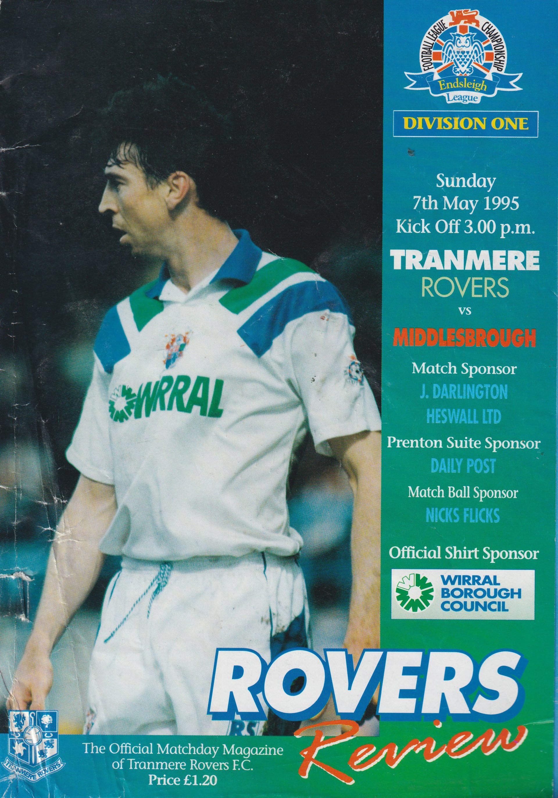 Tranmere Rovers v Middlesbrough match programme